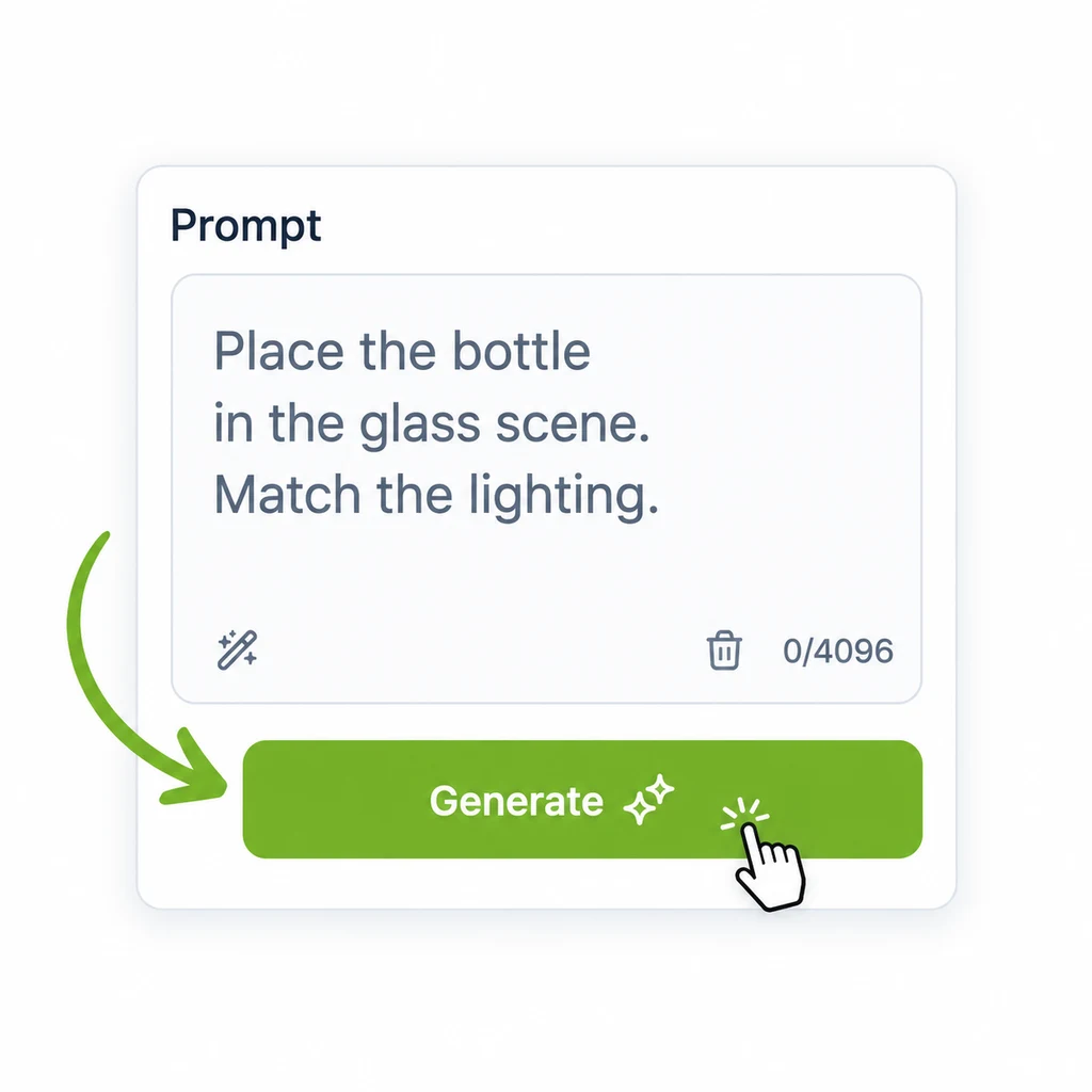 Writing a composition prompt in the AI image combiner